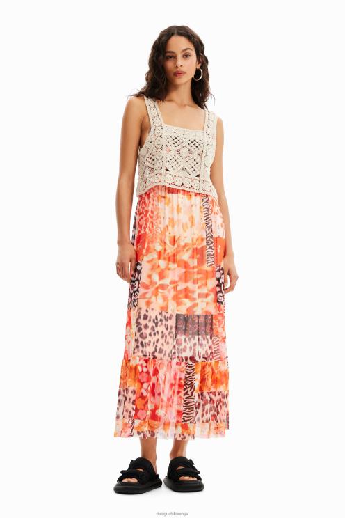 oblačila NFXLT490 ženske Desigual dolga patchwork obleka 2 v 1