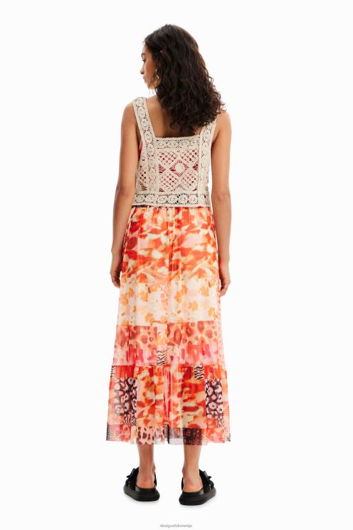 oblačila NFXLT490 ženske Desigual dolga patchwork obleka 2 v 1