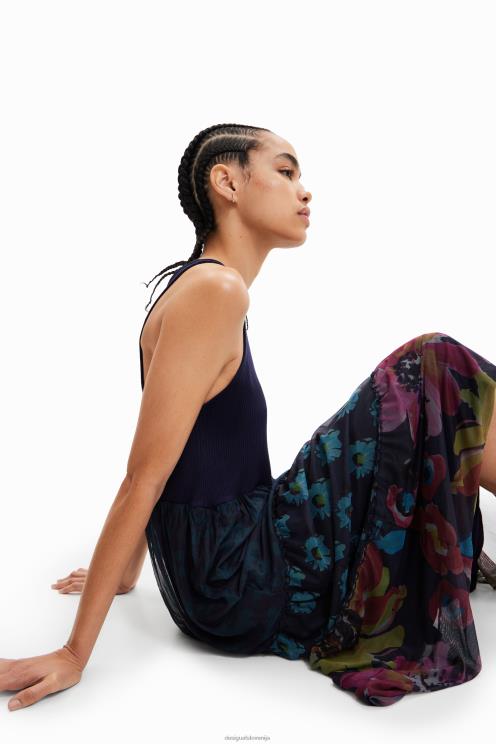 oblačila NFXLT4 ženske Desigual dolga kombinirana obleka iz tila