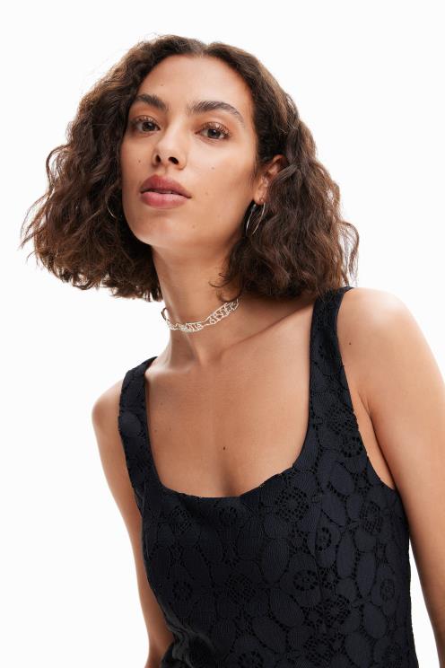 oblačila NFXLT508 ženske Desigual kratka čipkasta obleka