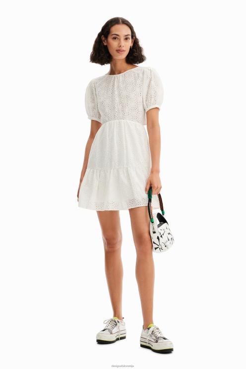 oblačila NFXLT548 ženske Desigual kratka švicarska obleka z vezenjem