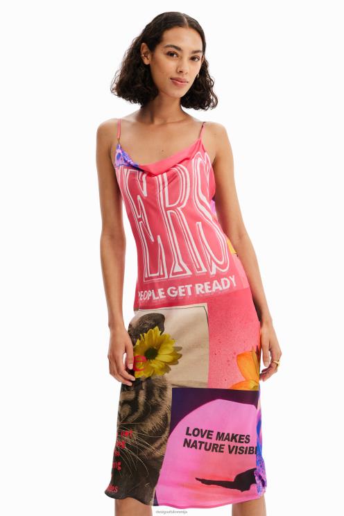 oblačila NFXLT54 ženske Desigual midi obleka iz kolažnega spodnjega perila