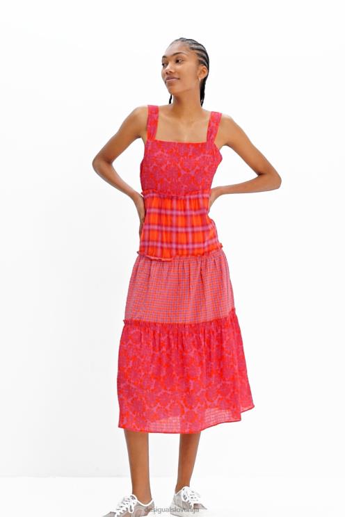 oblačila NFXLT563 ženske Desigual dolga patchwork obleka na naramnice