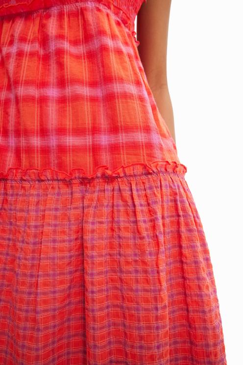 oblačila NFXLT563 ženske Desigual dolga patchwork obleka na naramnice