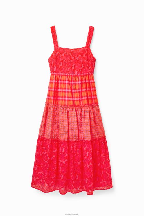 oblačila NFXLT563 ženske Desigual dolga patchwork obleka na naramnice