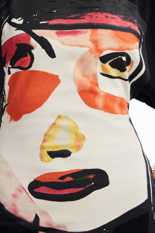 oblačila NFXLT56 ženske Desigual mini obleka z umetniškim obrazom