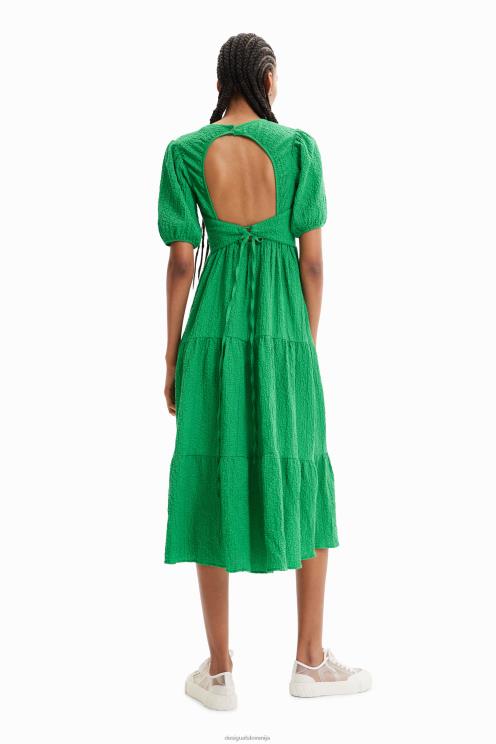 oblačila NFXLT605 ženske Desigual midi obleka z izrezom na hrbtu