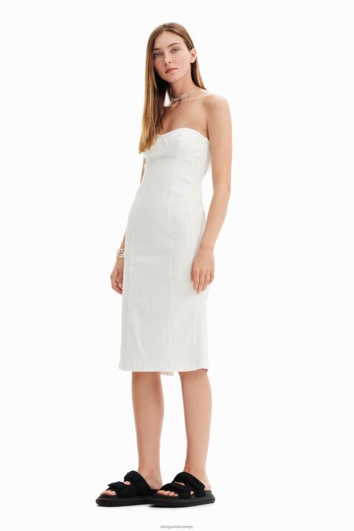 oblačila NFXLT680 ženske Desigual tanka midi obleka iz jeansa