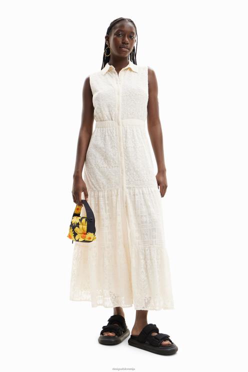 oblačila NFXLT691 ženske Desigual dolga vezena srajčna obleka