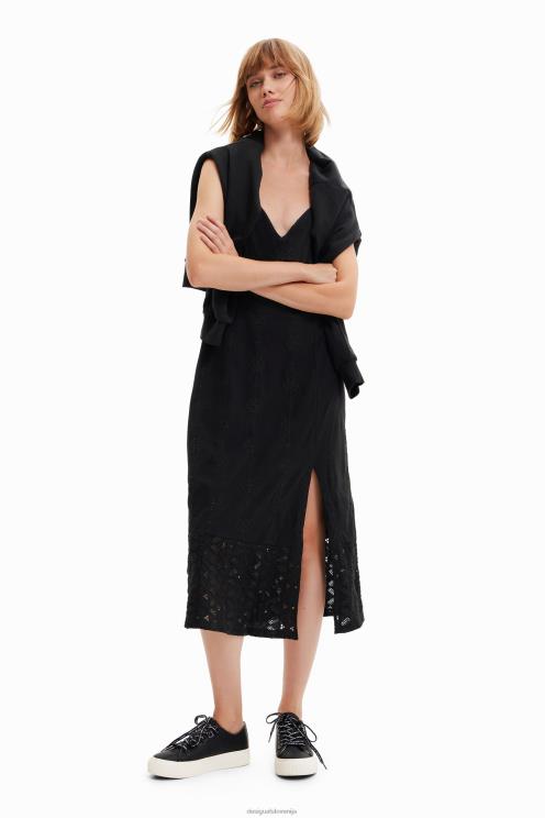 oblačila NFXLT699 ženske Desigual vezena midi obleka