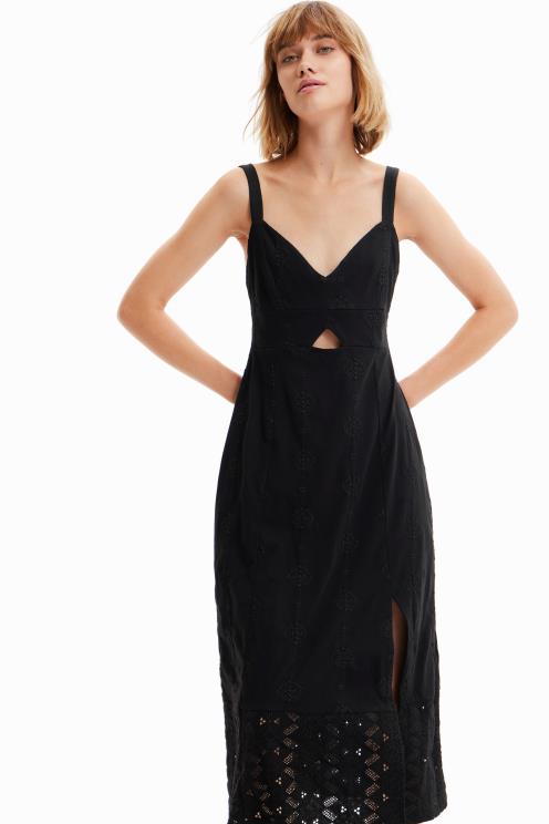 oblačila NFXLT699 ženske Desigual vezena midi obleka