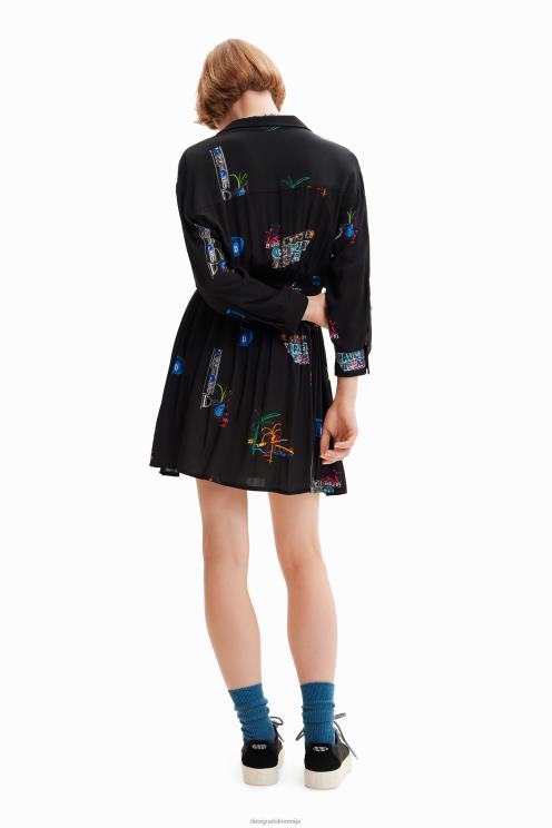 oblačila NFXLT719 ženske Desigual kratka ilustracija srajčna obleka