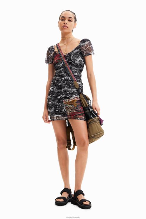 oblačila NFXLT750 ženske Desigual kratka obleka z naborki