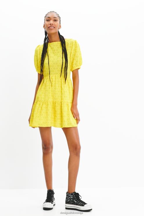 oblačila NFXLT756 ženske Desigual kratka švicarska obleka z vezenjem