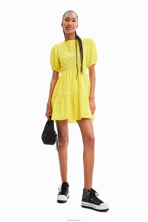 oblačila NFXLT756 ženske Desigual kratka švicarska obleka z vezenjem