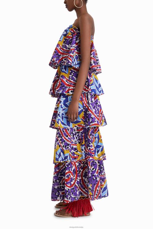 oblačila NFXLT778 ženske Desigual dolga obleka z volančki stella jean