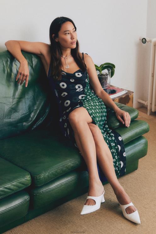 oblačila NFXLT77 ženske Desigual midi slip obleka z geometrijsko geometrijo