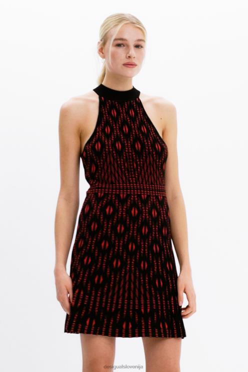 oblačila NFXLT780 ženske Desigual kratka geometrijska pletena obleka