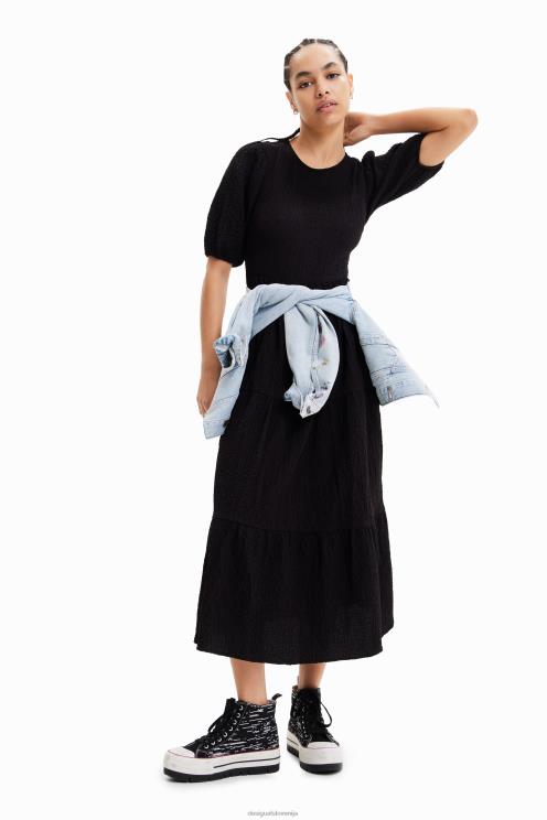 oblačila NFXLT814 ženske Desigual midi obleka z izrezom na hrbtu