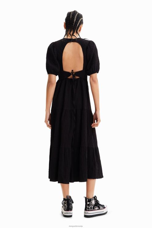 oblačila NFXLT814 ženske Desigual midi obleka z izrezom na hrbtu