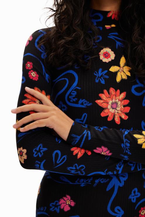 oblačila NFXLT850 ženske Desigual tanka midi obleka s cvetličnim motivom