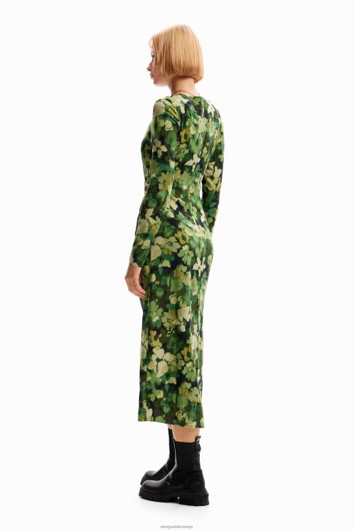 oblačila NFXLT85 ženske Desigual nabrana midi obleka