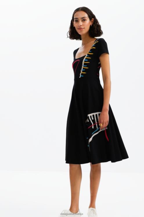 oblačila NFXLT860 ženske Desigual umetniška pletena obleka a-kroja