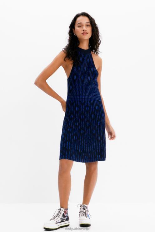 oblačila NFXLT933 ženske Desigual kratka geometrijska pletena obleka