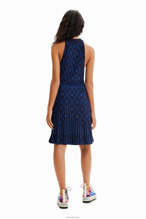 oblačila NFXLT933 ženske Desigual kratka geometrijska pletena obleka