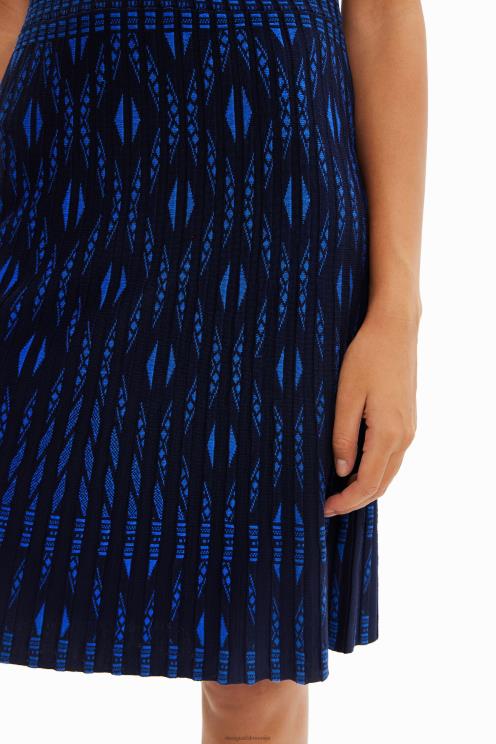 oblačila NFXLT933 ženske Desigual kratka geometrijska pletena obleka