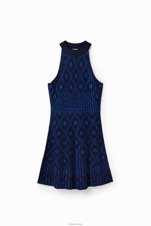 oblačila NFXLT933 ženske Desigual kratka geometrijska pletena obleka