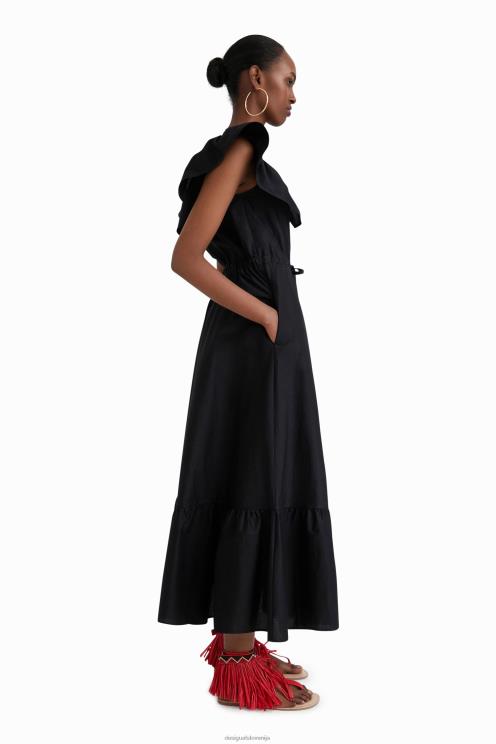 oblačila NFXLT934 ženske Desigual midi obleka stella jean z volančki