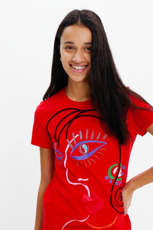 oblačila NFXLT945 ženske Desigual majica z umetniškim obrazom