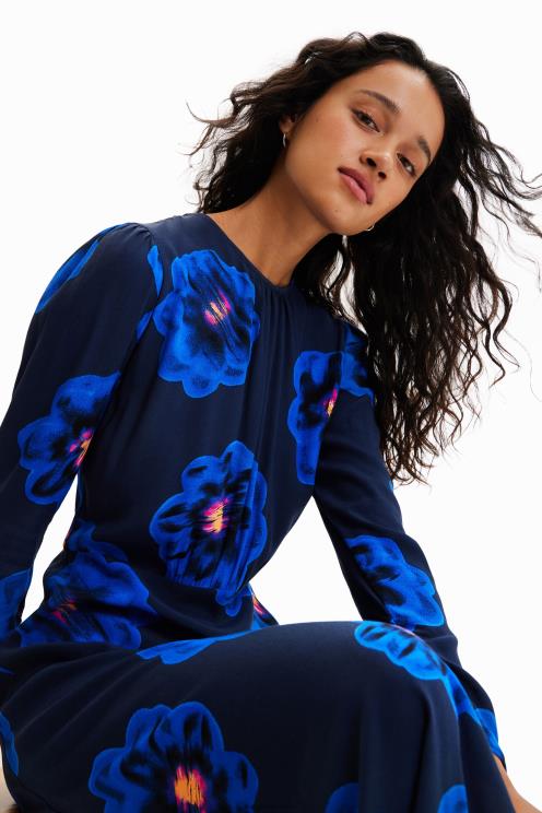 oblačila NFXLT957 ženske Desigual dolga obleka s cvetličnim razporkom