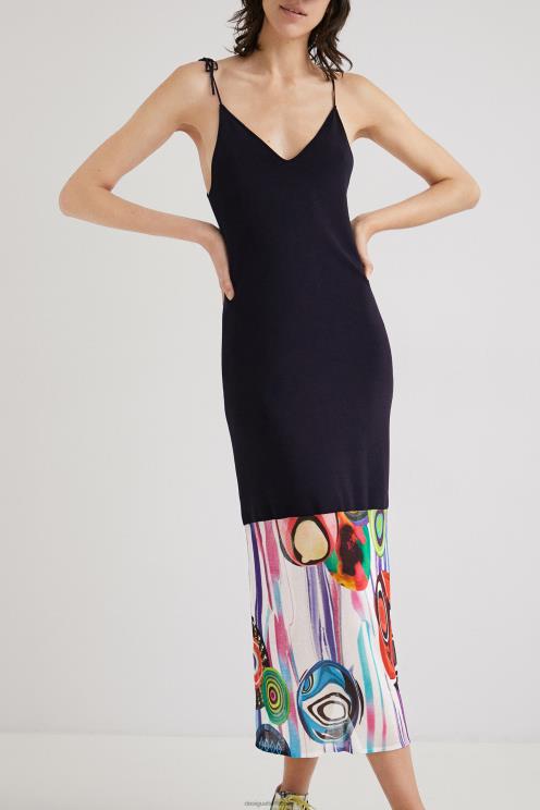 oblačila NFXLT994 ženske Desigual obleka z umetniškim robom