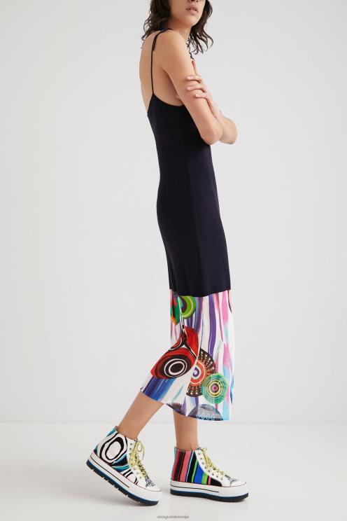 oblačila NFXLT994 ženske Desigual obleka z umetniškim robom