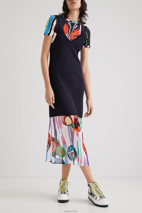 oblačila NFXLT994 ženske Desigual obleka z umetniškim robom