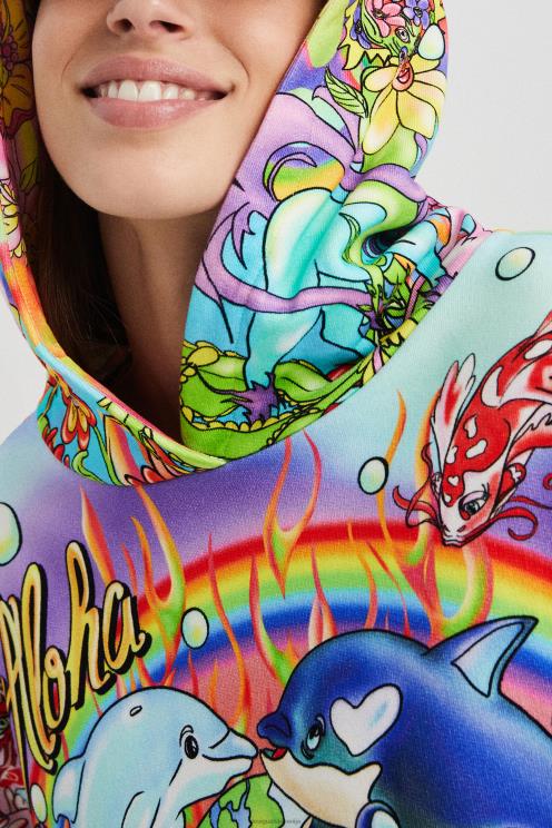 oblačila NFXLT1030 ženske Desigual prevelik pulover s kapuco