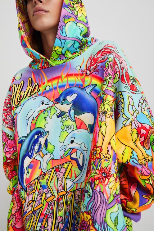 oblačila NFXLT1030 ženske Desigual prevelik pulover s kapuco