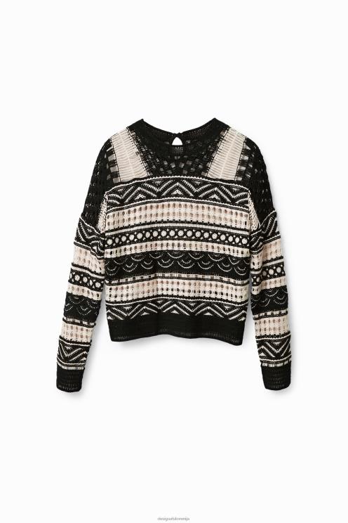 oblačila NFXLT1031 ženske Desigual polprozoren kvačkan pulover
