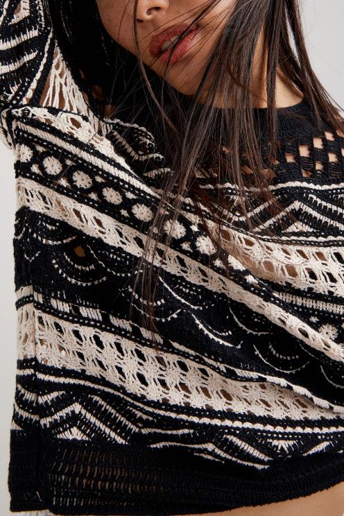 oblačila NFXLT1031 ženske Desigual polprozoren kvačkan pulover