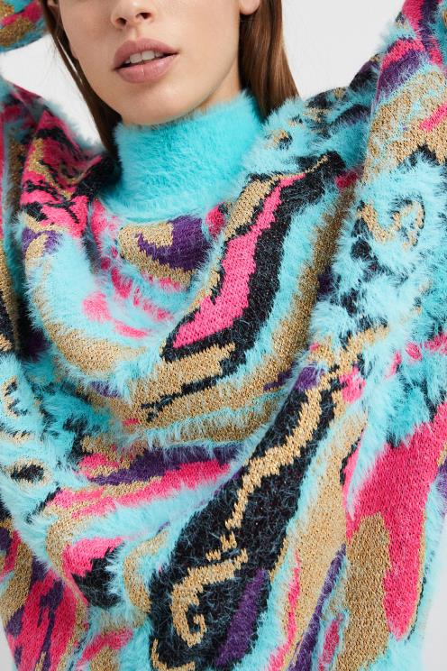 oblačila NFXLT1117 ženske Desigual pleten pulover z ovratnikom