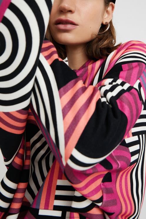 oblačila NFXLT1129 ženske Desigual prevelik dolg pulover s kapuco