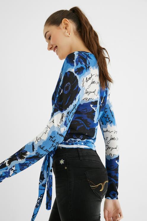 oblačila NFXLT1163 ženske Desigual pleten skakalec s potiskom