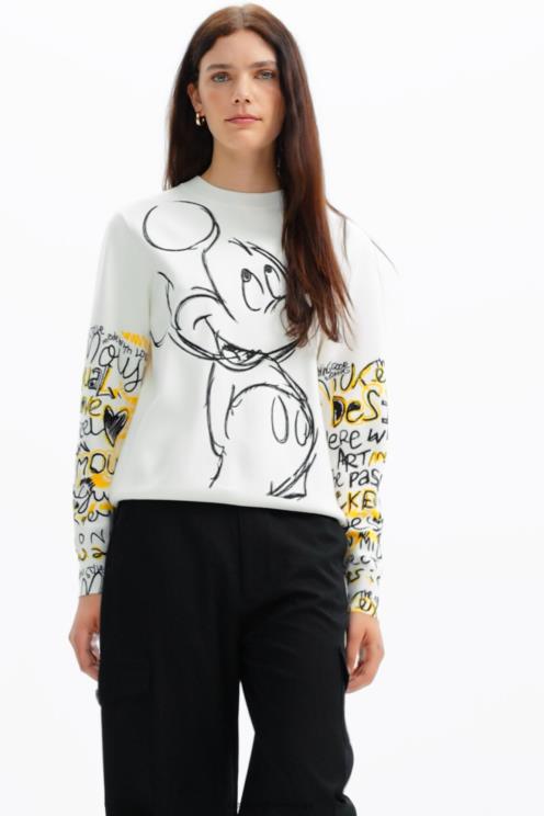 oblačila NFXLT15 ženske Desigual pulover z vezenjem mickey mouse