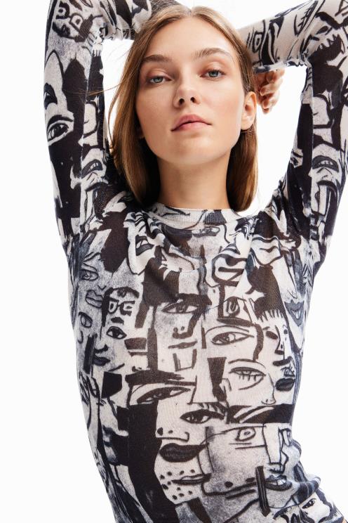 oblačila NFXLT280 ženske Desigual pulover z umetniškimi obrazi