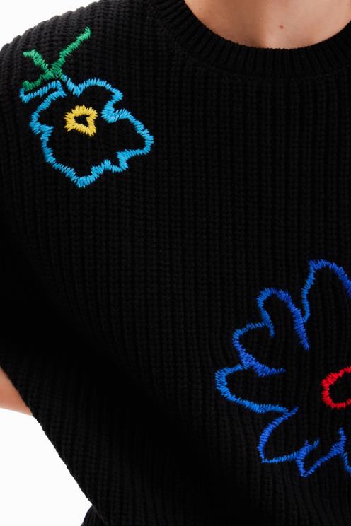 oblačila NFXLT2 ženske Desigual pulover z vezenimi cvetlicami