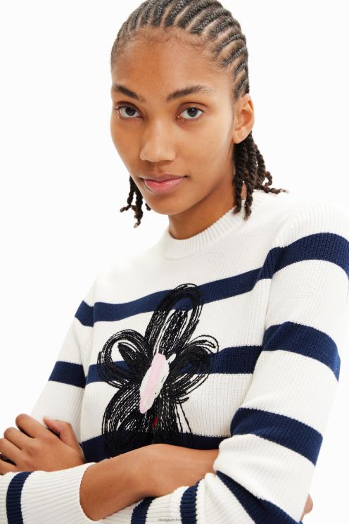 oblačila NFXLT307 ženske Desigual črtast cvetlični pulover