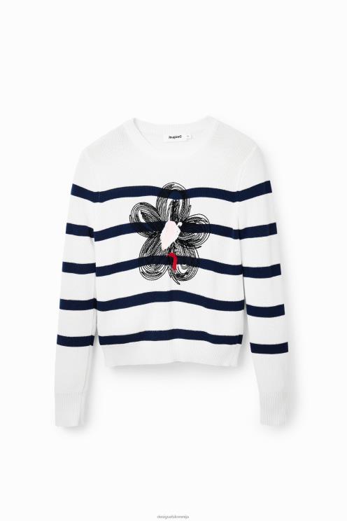 oblačila NFXLT307 ženske Desigual črtast cvetlični pulover