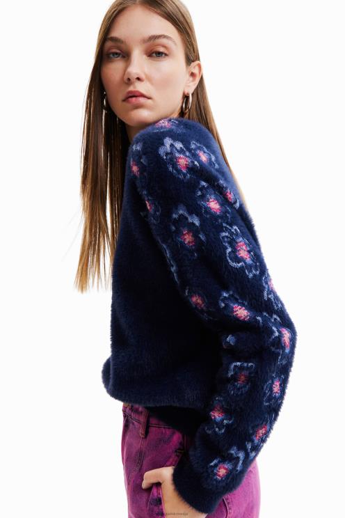 oblačila NFXLT350 ženske Desigual pulover s cvetličnim krznenim učinkom